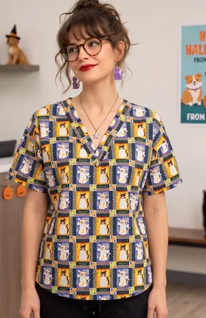 VINTAGE VETERINARY APPAREL COMPANY Cats & Dogs Scrub Top thumbnail 1
