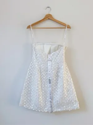 NEW Dessy Collection Women’s Imitation Pearl Sequin Mesh Strapless Minidress thumbnail 8