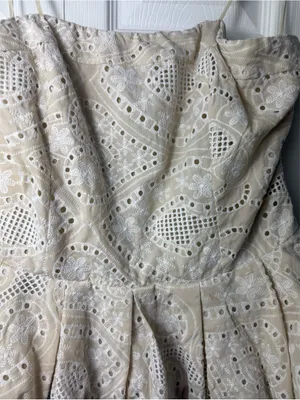 Akira Summer Time Bliss Beige Eyelet Peplum Corset Top Strapless Lace Up Size XL thumbnail 9