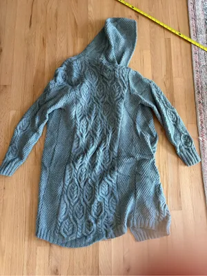 SAOL 100% Merino Wool Women's Aran Open Front Long Cardigan Sweater Irish Cable thumbnail 7