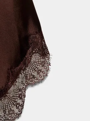 Nwt Zara Satin Effect Lace Dress Size S thumbnail 7