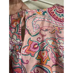 Venus 2 Romper Pink Paisley Long Sleeve V Neck Tie Waist Boho Shorts Linen Blend thumbnail 9