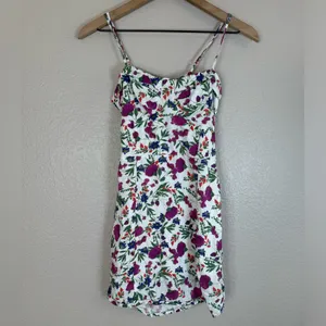 Vix Paula Hermanny Clover Yana Floral Mini Dress in White XS Linen Rayon $268 thumbnail 5
