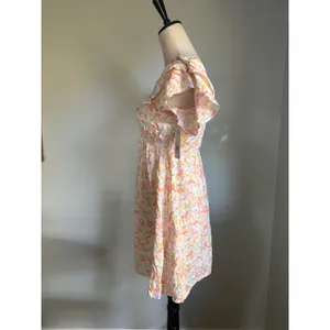 Billabong Enchant Me Floral Mini Dress Pink Yellow Blue Ruffle S resort dainty y thumbnail 5