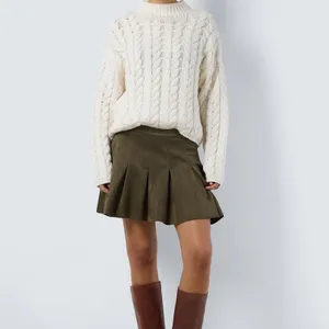 Noisy May Ekko Kenja Pleated Faux‎ Suede Mini Skirt NWT Size Large Olive Green thumbnail 3