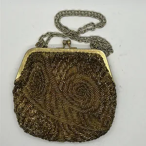 Vintage Gorgeous Dazzling Gold Edwardian Evening Clutch Wristlet Purse Bag 🌺🌺 thumbnail 2