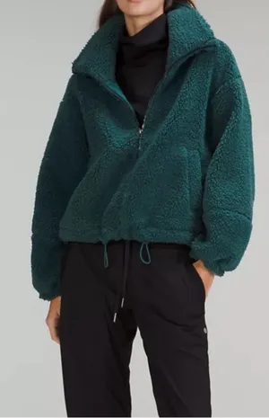 lululemon‎ Cinchable Fleece Zip Up Jacket Sz 6 Green Jasper thumbnail 1