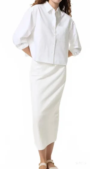 Uniqlo Shirring Narrow Skirt NWT White XXL thumbnail 1