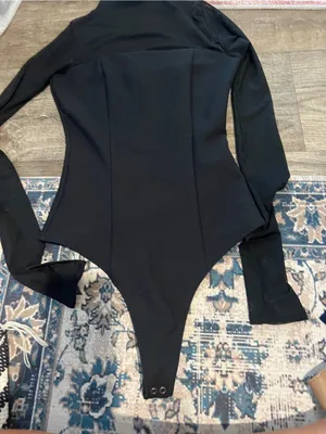 Abercrombie Black Long-Sleeve Sheer-Panel Bodysuit - Women Intimates thumbnail 5