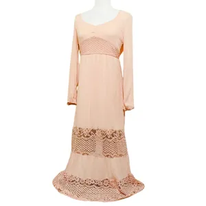 Prómesa Sweetheart Long Sleeve Blush Pink Lace Maxi Dress SM Cottage Boho thumbnail 3