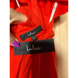 NWT Lulus Bold New Look Bright Red Tie-Back Midi Dress With Pockets Party Sz XS thumbnail 6