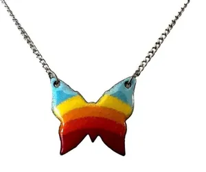Rainbow butterfly pendant necklace thumbnail 1