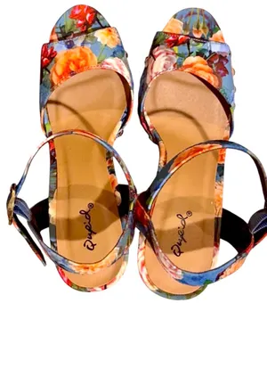 Qupid Women’s Tropical  Studded Peep Toe Platform Heels  thumbnail 4