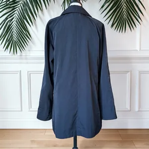 Nautica Black Raincoat Jacket Women’s Small Lightweight Hidden Button Lined Coat thumbnail 3