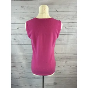 Ann Taylor 100% Cashmere Sleeveless Sweater Top Pink Women’s Medium thumbnail 3