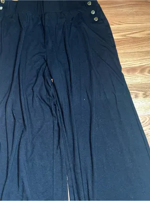 Halston Heritage Wide Leg Black Pants with Gold Button Detail. Size Large. thumbnail 3