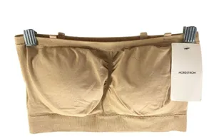 Nordstrom Bandeau Strapless Bra Wireless Removable Cups Beige M thumbnail 1
