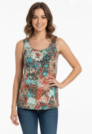 Olive and Oak floral sleeveless top size medium thumbnail 1