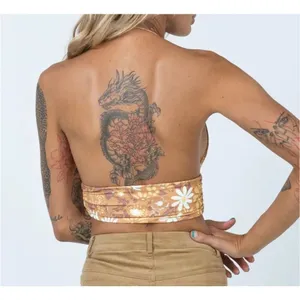 Princess Polly Retro floral orange halter top new size 4 thumbnail 5