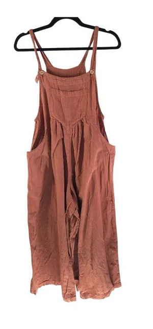 Natural Life Womens Overalls Lightweight Cotton Wide Leg Pockets Orange S thumbnail 1