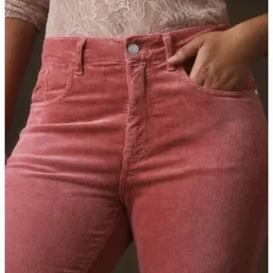 Anthropologie Pilcro Yaya Mid Rise Corduroy Cropped Flare Jeans Pink Rose 29 thumbnail 8