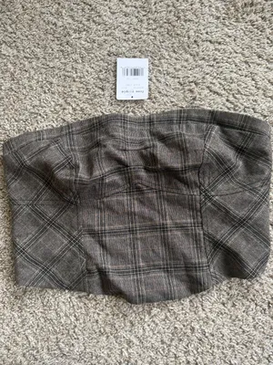 Free People NEW Out West Plaid Corset Top thumbnail 2