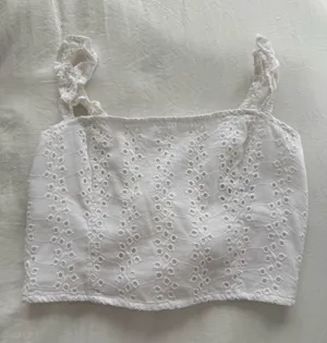 White Eyelet Hollister Crop Top thumbnail 1