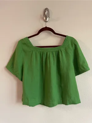 J. Crew Summer Moss Linen Sailor Square Neck Top Size Medium thumbnail 4
