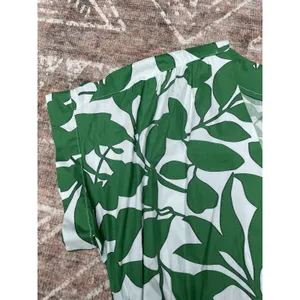 Coastal White Green Botanical Cotton Maxi Shirt Dress Belted Pockets Zara M thumbnail 17