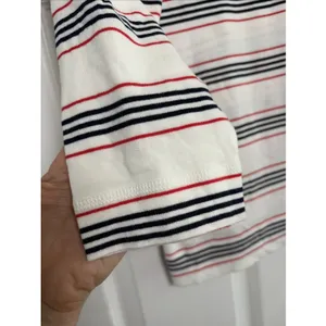 Lauren Ralph Lauren Striped Boat Neck Womens Size L White Red Navy Cotton Top thumbnail 2