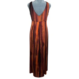 90s Y2K Babydoll Maxi‎ Dress 10 Moody Orange Empire Waist Fairy Grunge Slinky thumbnail 2