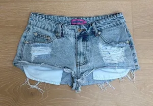 Edikted Micro Shorts Cut Off Low Rise Devin Size XS Blue thumbnail 1