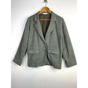 Madewell Houndstooth Plaid Soft Knit Stretch Oversized Blazer Jacket Womens S thumbnail 2