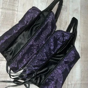 Corset style top purple/black damage zipper M thumbnail 1