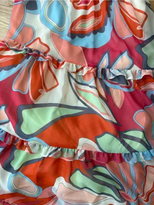 Alexis for Target Abstract Print Ruffle Tiered Maxi Dress Red Orange Size XXS thumbnail 7