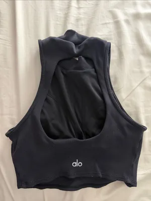 Alo black highneck ribbed tank small thumbnail 2
