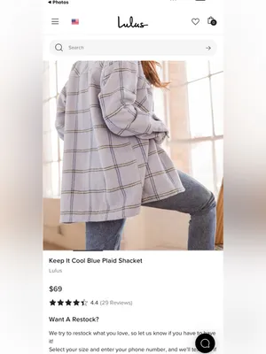 NWT Lulus Women’s Keep It Cool Blue Plaid Long Sleeve Shacket Jacket Size Small thumbnail 4