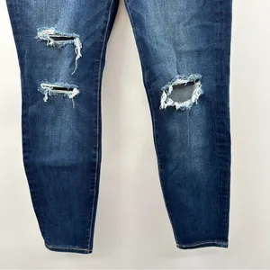 American Eagle Dark Wash Mid Rise Curvy Jegging Distressed Jeans Size‎ 4 Short thumbnail 3