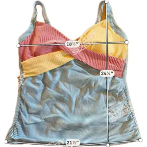 Lands' End Tankini Top Womens Size 16 Blue White‎ Stripe Colorblock Twist thumbnail 4