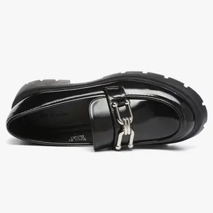 Creation Chunky Platform Loafers Chain Buckle SlipOn Black Patent Size 7 thumbnail 2