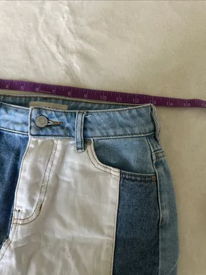 PacSun Colorblock Denim Mini Skirt - White & Blue Panels thumbnail 4