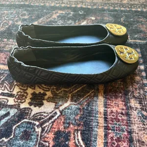 Tory Burch black quilted round toe flats Minnie travel slip on shoes‎ thumbnail 4