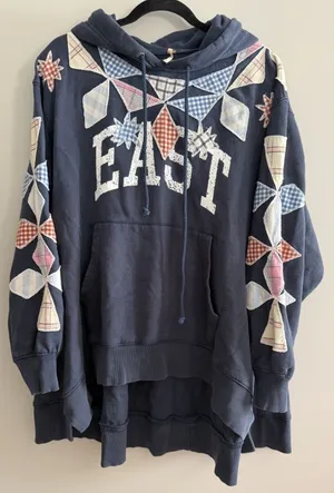 Free People Saint Sweatshirt Hoodie Tunic Top Embroidered Oversized‎ Size Small thumbnail 1