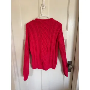 J.Crew hot pink roll neck cable knit sweater size medium thumbnail 5