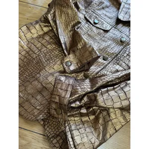 Birch Hill Women‎ Size 1X Button Down Jacket Faux Snake Skin Golden Brown City thumbnail 9