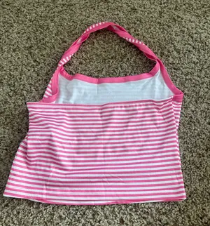 Pink and white striped tank thumbnail 1