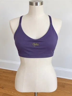 Nike Deep Purple V-Neck Sports Bra with Gold Logo thumbnail 1