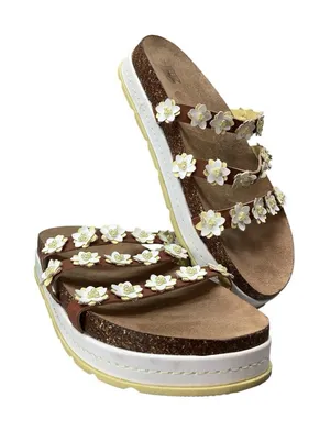 No Boundaries NOBO Daisy Cork Platform Sandals Slide Chunky Boho Hippie Y2K Sz10 thumbnail 1