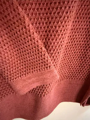 LOFT Rust Textured Crewneck Sweater thumbnail 4
