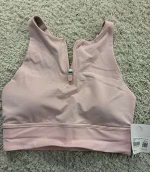 NWT Lululemon Energy High Neck Longline Bra *Zip in Pink. Size 4 thumbnail 1
